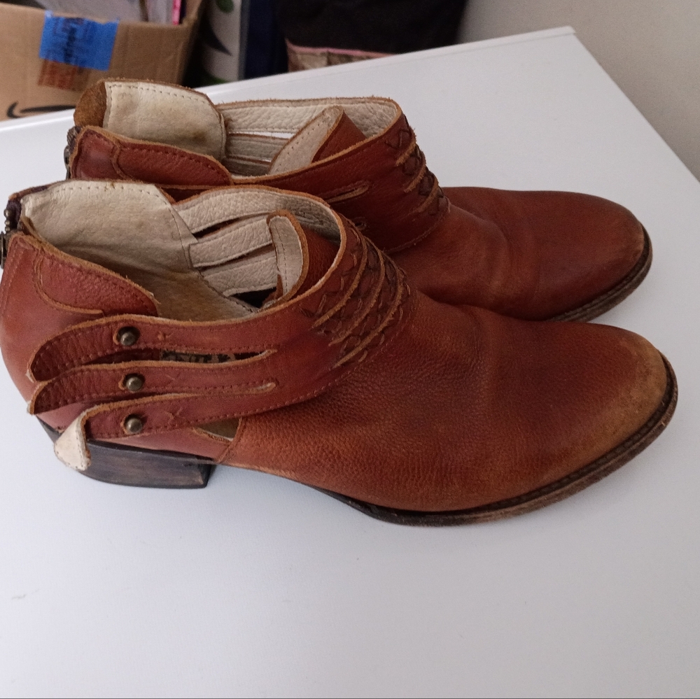 Freebird Slay Leather Boots Zip Up 10 Shoes Distressed Boho